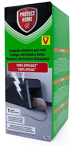 Protect Home Trappola Elettrica Ratti e Topi, Efficace, Elimina con Una Scossa Fulminante Topi e Ratti. Ideale per Ambienti Interni ed Esterni