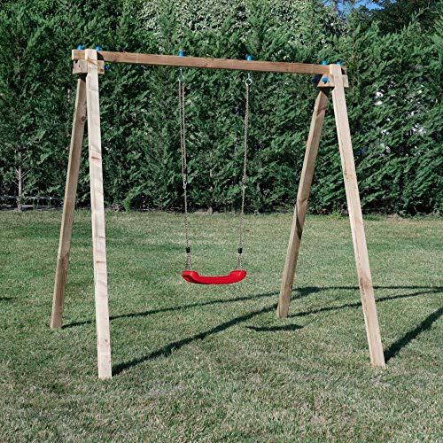 SavinOutdoor Altalena in Legno Standard con N.1 Sedile Libero per Bambini con STAFFE di Fissaggio Incluse