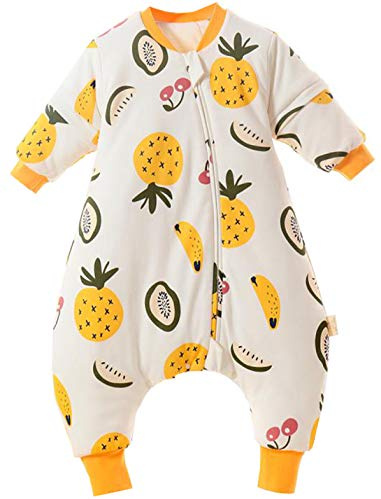 Chilsuessy Baby Schlafsäcke abnehmbar Ärmel Winter kinder Schlafsack mit Füßen, 2.5 Tog ganzjahres Schlafsack Junge Mädchen unisex Overall Schlafanzug, Ananas, 100/Baby Höhe 100-110cm