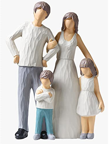 PIGPIGFLY Familie von 4 Figuren,Familie Skulptur Statue,Deko Figuren,Deko Wohnzimmer,Home Store Dekoration,Modern Abstract Kunst Skulpturen Deko,Bürodekorationen,Polyresin,Geschenk