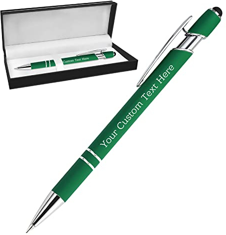 Kugelschreiber Personalisiert mit Gravur Kugelschreiber Personalisierter mit Namen Logo Wunschtext, Stift Personalisierte Geschenk für Maenner, Frauen, Bachelor, Geburtstag, Grün