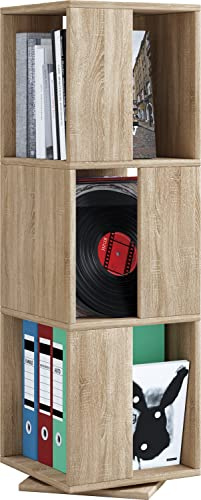 VCM Büroregal 34x34x109 cm 3 Fächer Holzwerkstoff Büro Wohnzimmer | Drehbares Aufbewahrungsregal für kleine Räume - Homeoffice oder Wohnzimmer - für Bücher und Ordner - Holzwerkstoff