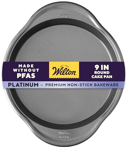 Wilton Platinum Non-Stick 9 Inch Round Cake Pan, Cold-Rolled Steel Bakeware, Made without PFAS, Packaging May Vary