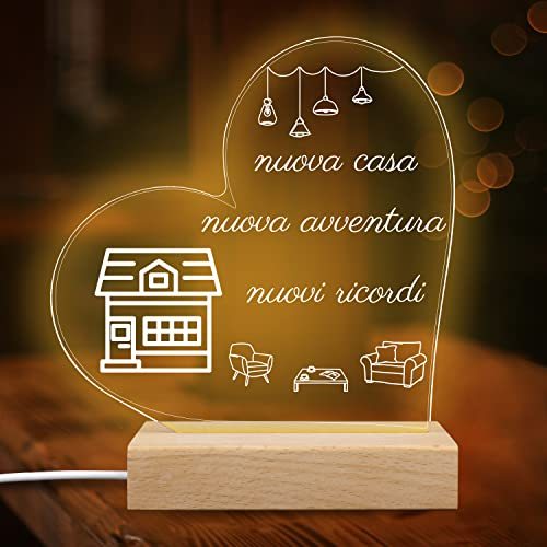 Merclix Regalo Casa Nuova, Lampada 3d Donna Uomo, Regalo Coppia Amici, Luce Notturna Arredamento Decorazioni