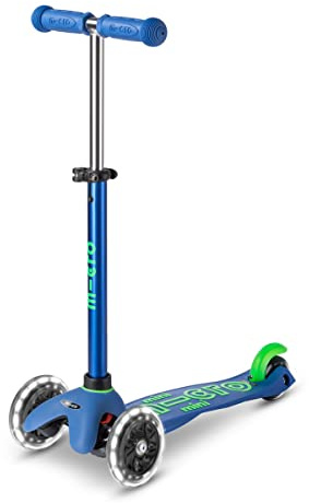 Micro Kickboard | Mini LED Kids Scooter for Ages 2-5 | Children up to 110 lbs | 3 Wheel Lean-to-Steer Design | Adjustable T Bar | Smooth Ride, Motion Activated PU LED Wheels | Swiss Design