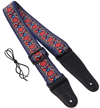 Mikinona Bunter Gitarrengurt Mit Verstellbarem Gürtel Gitarre Und Akustikgitarre Lederenden Gitarrengürtel Als Ersatz Und Zubehör