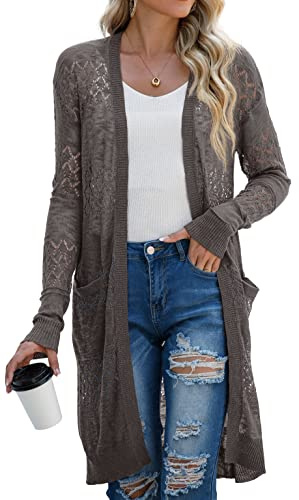 GRECERELLE Womens Summer Beach Cover Up | Casual Swimwear Cardigan Long Sleeve Holiday Loose Long Bikini Coverups Kimono for Ladies