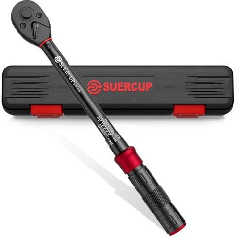 SUERCUP 3/8-Inch Drive Click Torque Wrench - 5-45 Ft-Lb/6.8-61Nm, Dual-Direction Adjustable 72 Tooth Click Torque Wrench for Bike, Motorcycle and Car Repair