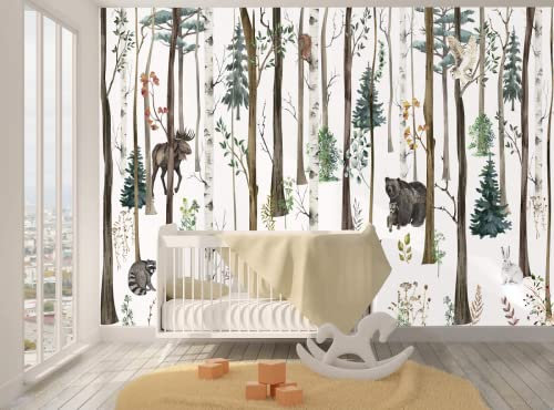 Papier Peint Panoramique Chambre D'Enfant Animal De La Forêt Papier Peint Intissé 3D Tapisserie Poster Decoration Murale Chambre Salon