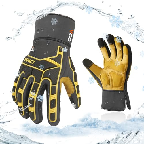 Vgo Winter Work Gloves - Mechanics Gloves with Anti-Vibration, Abrasion Resistance and Palm Patch (M, Gray, PA7756)