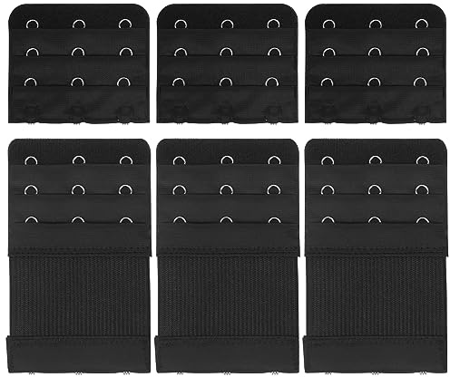 Lusofie 6 Stück BH Verlängerung 2/3/4 Haken 3 Reihen Bra Extender Weich und Bequem Elastisch BH Trägerverlängerung BH Verschluss Verlängerung für Damen und Damen (Hautfarbe, Weiß, Schwarz)