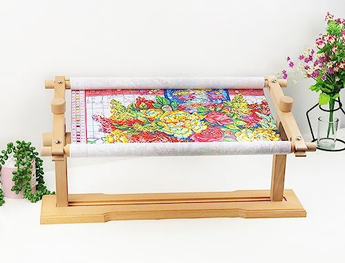 Soporte de bordado de madera, marco de cruz ajustable y aro de regazo para costura artística, kit de bordado manos libres, marco giratorio de escritorio y soporte, marcos y soportes de bordado