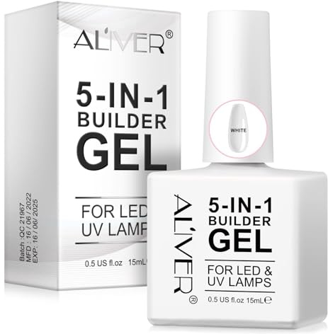 P-Beauty 5-in-1 Nagelaufbau Gel, stärkendes Builder | Aufbaugel Nägel, Nail UV LED Gel, Unterlack, Nagellack, Gelnägel, Nail Art Design | dauerhafte Nagelstärkung & Verlängerung | Weiß 1x15ml