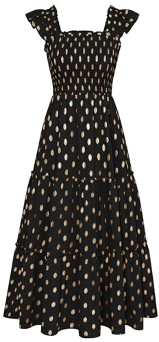 GRACE KARIN Women's Summer Sleeveless Casual Dress Elegant A-Line Square Neck Beach Dress Black M