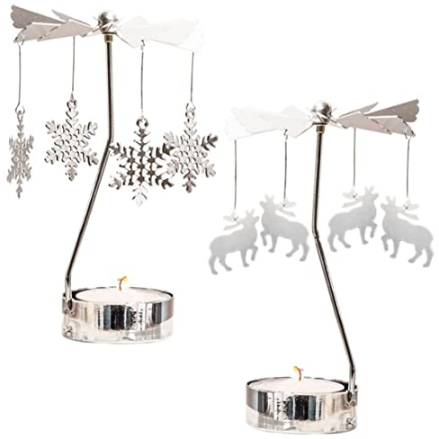 Cabilock Metal Rotating Candlestick Carousel Candle Holder Creative Windmill Candleholder