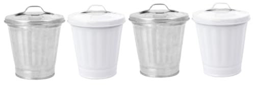 PRETYZOOM 4 Stück Tisch Mülleimer Bauernblumentopf Mini-abfallbehälter Mini-mülleimer Tischmülleimer Schreibtisch-mülleimer Mini Desktop-mülleimer Mini-vase Veranstalter Weiß Mini Auto Eisen