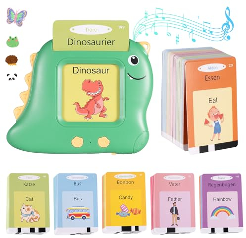 Sprechende Lernkarten Kinderspielzeug Ab 2 3 4 5 6 Jahre Lernspiele Sprechende Lernkarten Deutsch & Englisch Vokabelfreund für Autismus Lernspielzeug Kinder Vorschulkinder 112 Blätter 224 Wörter