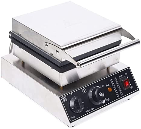 Electric Ice Cream Cone Waffle Maker Machine, 2000W Commercial Stainless Steel Square Waffle Maker, 50~300℃ Temperature and Time Control, Non-Stick Coating & Easy Clean,Suitable for Restaura