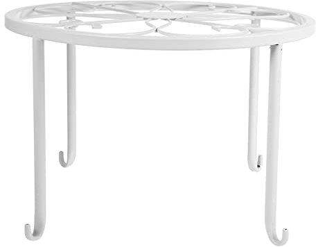 pflanzenständer1 Stück Blumentopfständer, Blumentopfuntersatz aus Metall, Pflanzenregale für draußen, Pflanzenpräsentationsständer, Büromöbel, Blumentreppe, runder Pflanzkübel, Vitrine, weiß