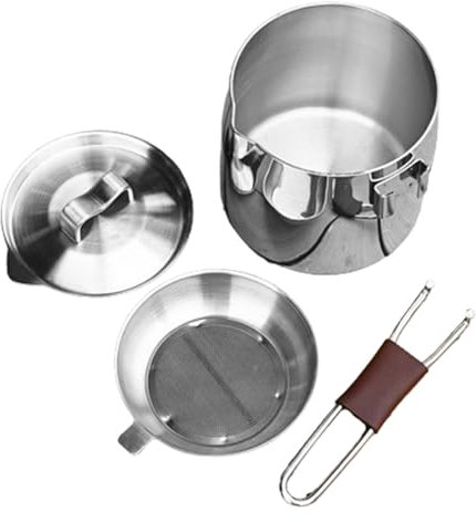 Dtaigou Camping-Topf,Edelstahl-Topf - 572 ml Kochsoßentopf, Soßenpfannen - Induktionsbereiter ergonomischer Griff, Abnehmbarer, spülmaschinenfester Camping-Kochtopf für Ausflüge in große Höhen und