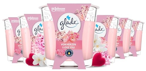 Glade Duft-Kerze im Glas, I Love You, bis zu 27 Stunden Brenndauer, 6er Pack (6 x 112g)