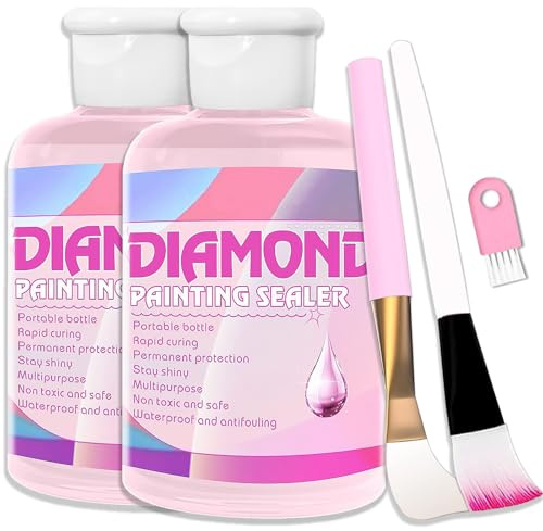 Diamond Art Sealer Kit - 240ml Fast Drying & Strong Bond Painting Glue With Brushes for DIY Art, Accessories & Puzzle Tools - Permanent Hold