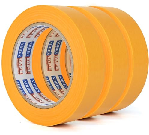 ADHES 3 Rollos De Cinta De Carrocero De Precisión, Automotriz Cinta Adhesiva Para Enmascarar, Para coche Modelo De Pintura, Pintura De Automóviles DIY, Alta Temperatura, 25mmx 50m Washi Tape
