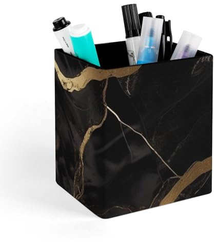 NQLYUT Stifthalter für Schreibtisch, Stiftehalter, Make-up-Pinselhalter, schwarz, gold, Marmor, Stiftbecher, Schreibtischzubehör, Stift-Organizer, Stiftebecher, Bürobedarf-Organizer