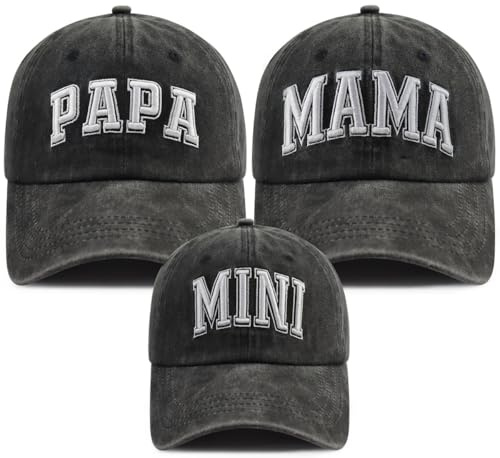 Xucamty Familien-Matching-Outfits, Papa Mama und Mini-Kappen, Daddy Mommy und Ich Matching-Outfits Baseball-Kappe, Vater-Mutter-Tag Geburtstagsgeschenke für Papa Mama Kind