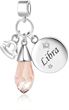 LSxAB Ciondolo a forma di goccia con 12 costellazioni, segno zodiacale, da donna, compatibile con braccialetti Pandora, Rame, Nessuna pietra preziosa
