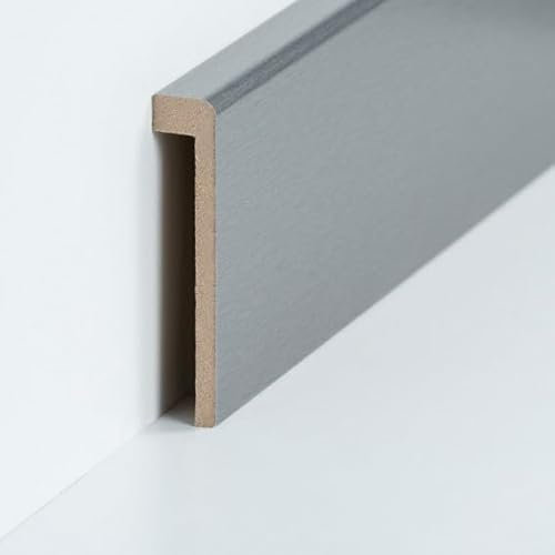 PROVISTON Lot de 5 bandes de recouvrement pour carrelage - Jusqu'à 85 mm de hauteur - 19 x 96 x 2 500 mm - Noyau en MDF argenté - À coller, visser et clouer - Pour plinthes de carrelage - 12,5 m