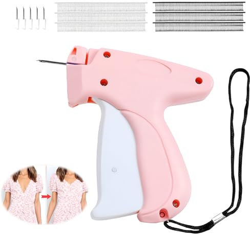 Schnelles Fixiergerät für Kleidung, Speedy Quick Clothing Fixer Schnelles Fixiergerät für Kleidung, Quilt-Nähen Nadel, Mini-Stichsäumpistole mit 5 Nadeln 1000 Plastiknadel