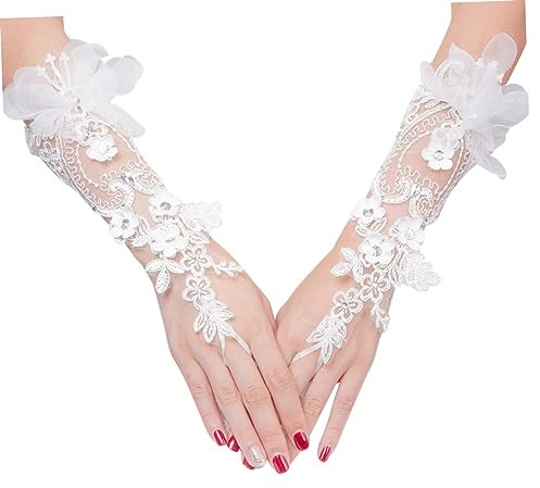 GALPADA Elegante Blumenhandschuhe Spitzen-hochzeitshandschuhe Für Bräute Und Besondere Anlässe