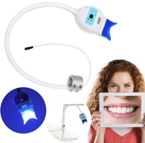 Zahnbleaching Set Professionell, 300W 6 LED Bleaching Zähne, 2 Intensitäten [3000 mw/cm2 /6000 mw/cm2] Beleuchtung Zahnarzt Instrumente, 420-490nm Wellenlänge Light Therapy Tooth mit Timer