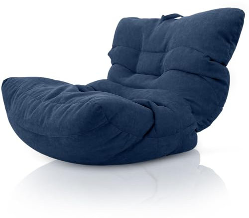 Aiire Relaxo Sitzsack XXL für Kuschelecke - Bean Bag Design mit Füllung - Riesen Sitzsäcke Erwachsene, Sitz Sack Flauschig - Bodenkissen Grob, Bodenstuhl, Bodensessel Blau