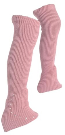 JISADER Footless Socks for Figure Skating with Knitted Leg Warmers for Adults, Pink