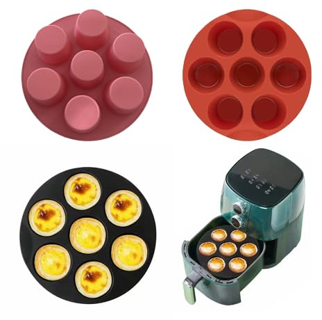 3 stycken Air Fryer silikon muffinsform Air Fryer muffinsform silikon varmluftsfritös Airfryer muffinsplåt non-stick belagda cupcake-formar för muffins cupcakes desserter pudding