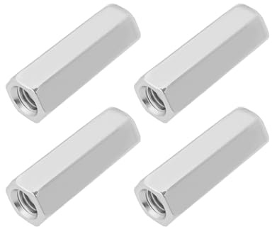 Create idea 4pcs M10 Filettatura Destra Tenditore Dado 304 In Acciaio Inox Lungo Esagonale Dado di Accoppiamento per Casa e Ufficio Apparecchiature di Comunicazione Argento