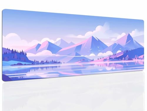 Mountain Mouse Mat Small Gaming Mouse Pad, Waterproof Desk Mat Small Gaming Mousepad XL, Mouse Pads Mousemat with Non-Slip Rubber Base Stitched Edges Mouse and Keyboard Computer Laptop Mat 26x12in 749