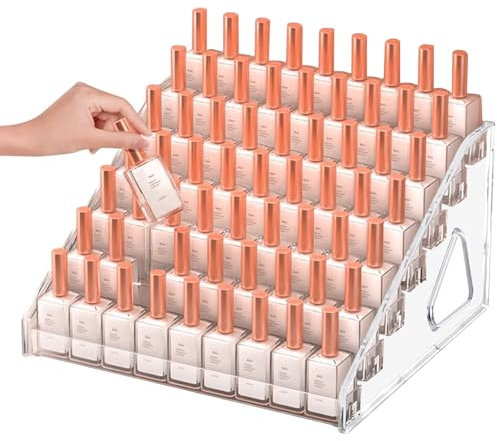 Ksvaye 7 Schichten Nagellack Aufbewahrung Acryl Transparent Nagellack Regal Lippenstift Organizer Nail Polish Organizer Bis 70 Standard Flaschen für Parfüm Ätherische Öle,31 * 30 * 18.5cm