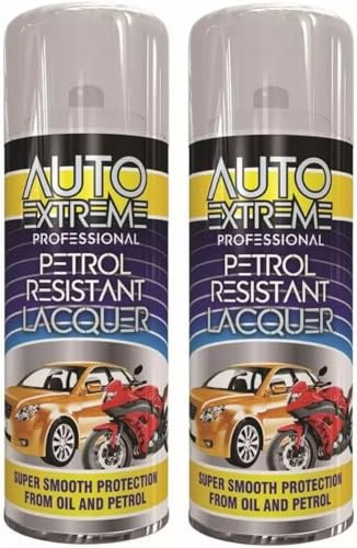 MIXEL Petrol Resistant Lacquer Clear Spray, Easy to Apply, Fast-Drying Formula, Long-Lasting Protection, Ideal for Use On Metal, Plastic, Automotive, Multipurpose Use, 400ml, (2PC)