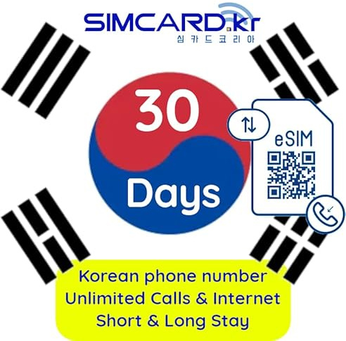 eSIM Korea: unbegrenzt Telefonieren und Surfen - Prepaid eSIM für Korea mit koreanischer Rufnummer (30 Tage)