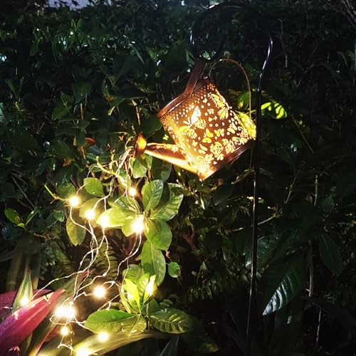 Solar Watering Can with Lights - Outdoor Garden Decor, Waterproof Hanging Lantern Landscape Lights for Yard, Patio, Pathway - Solar Lights Outdoor (C)