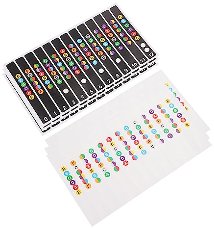 Gitarrengriffbrett Aufkleber für Anfänger mit Notenanzeige | Pvc, Leicht Anzubringen und Entfernen, 6 Stück mit Trägerpapier Zufällige Farbe