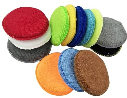 Mikrofaser Wachsapplikator 10 Stück Packung Weich für Auto | Mikrofaser Schaum, Doppelt Innen Vernäht, zum Auftragen von Dressings und Versiegelungen Zufällige Farbe