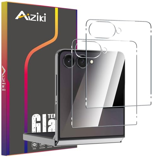 Aiziki [2 Pezzi Vetro Temperato per Samsung Galaxy Z Flip 7, HD Chiaro, Anti Graffio, Anti-Impronte, Durezza 9H Pellicola Protettiva a Copertura Totale con Samsung Galaxy Z Flip 7