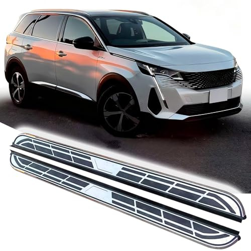 2 pedales para Peugeot 5008 2017-2022 estribo lateral estribo pedal de barra Nerf antideslizante de aluminio plateado serie Cool (con soportes)