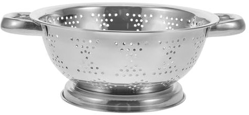 GLEAVI Cesto Scolapasta in Acciaio Inox con Manici Doppi, Fori Fini per Lavare Riso e Frutta, Facile da Trasportare e Resistente per Uso Quotidiano in Cucina
