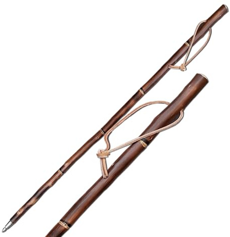 Jagd Schnitzerei Peter® Wanderstock Holz personalisierbar nachgebildeter Bambus geflammt-98-180 cm „Gravur BIS ZU 15 Zeichen IM Preis ENTHALTEN“