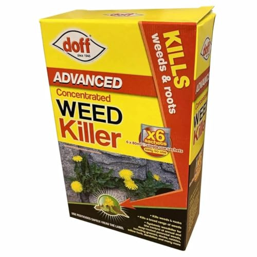 Concentrated Weedkiller Sachets Kills Weeds & Roots Glyphosate Formula Easy to Use 80ml Sachets Effective on Brambles, Ivy, Nettles & Tree Stumps (1 Box 6 Sachets)